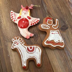 Vintage Beautiful Paper Cardboard Christmas Ornaments Lot 3 Angles Donkey